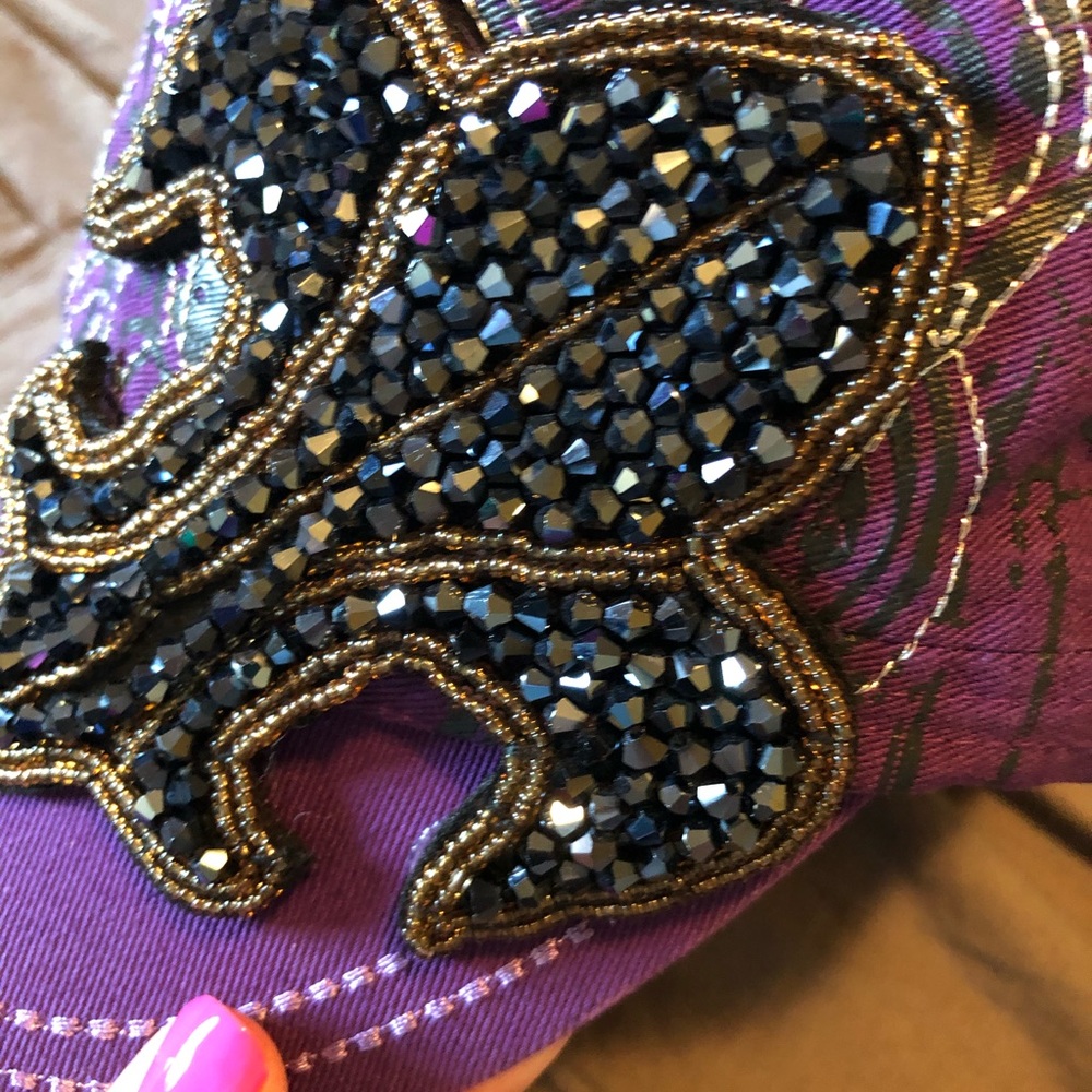 Purple bling military style hat - Picture 2 of 8